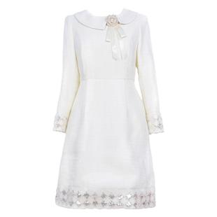 【轻奢】法式大码女装2025秋冬胖MM优雅气质蝴蝶结亮片香风连衣裙