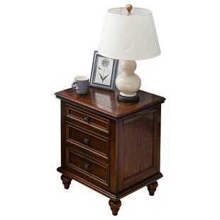 宜宝易森美式全实木床头柜美式复古女士床头柜储物柜简美床边柜