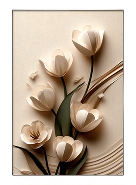 简约抽象艺术客厅装饰画立体感郁金香花卉沙发背景墙壁画玄关挂画