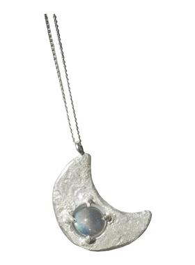 一寸十里月亮眼眸纯银宝石项链