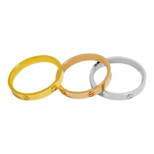 CAMIERY钛钢不掉色戒指男女小众设计轻奢高级感素圈叠戴情侣对戒