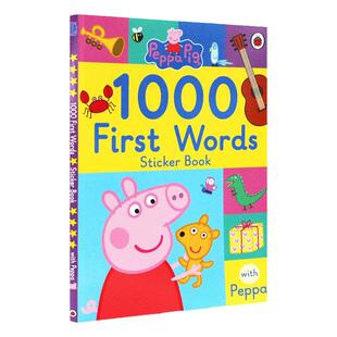 粉红猪小猪佩奇1000词配贴纸 Peppa Pig: 1000 First Words Sticker Book 贴纸书 单词启蒙亲子互动游戏读物 英文原版 3-6岁