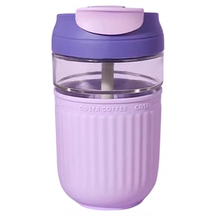 COSTA双饮口玻璃杯吸管咖啡杯高颜值便携杯子可爱办公水杯