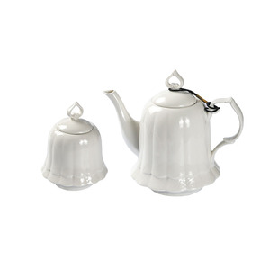 复古浮雕手捏咖啡杯碟套装山茶花下午茶壶套具精致陶瓷水果盘奶壶