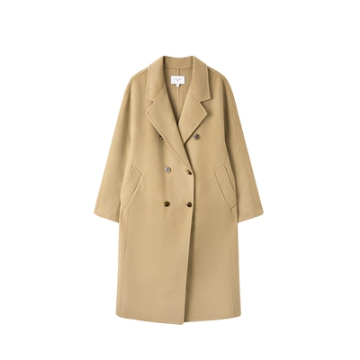 TKYSHOP经典驼色全羊毛长款大衣