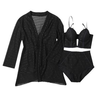 蕾丝泳衣女性感连体显瘦小胸聚拢泡温泉遮肚ins度假比基尼游泳装