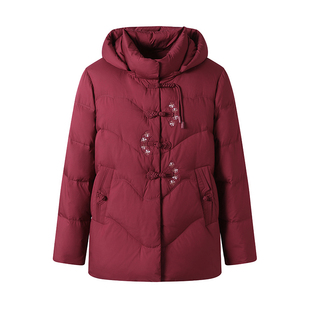 老人羽绒服女中老年女装中国风妈妈太太红色喜庆奶奶冬装棉袄外套