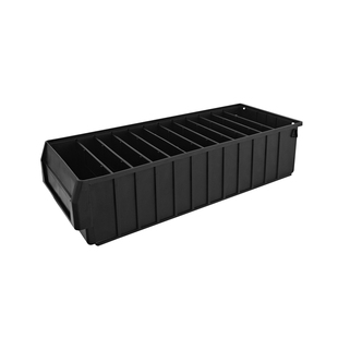 防静电分隔式零件盒长方形黑色电子元件斜口盒分隔板可拆卸物料盒