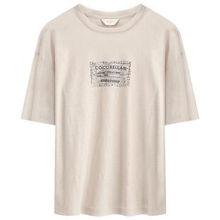 COCOBELLA时尚3D字母印花轻薄长袖T恤女舒适休闲短袖上衣TS7060-3