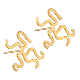 925纯银随形不规则耳钉空托镶嵌碧玉蜜蜡琥珀耳饰托18k金耳环空托