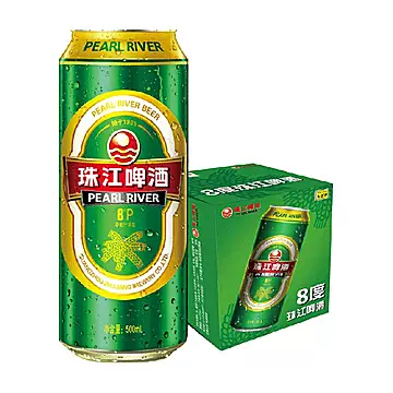 珠江啤酒8度清爽绿金罐500ml*12罐整箱黄啤