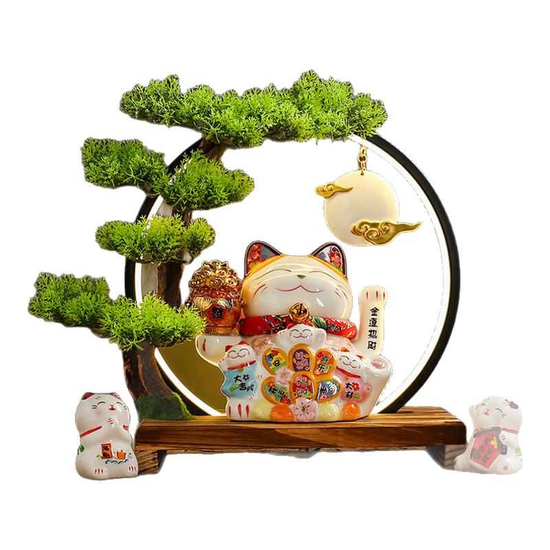 创意招财猫摆件店铺前台收银台自动摇手发财猫家居装饰开业送礼