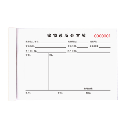 宠物处方笺手写诊所兽医检查单