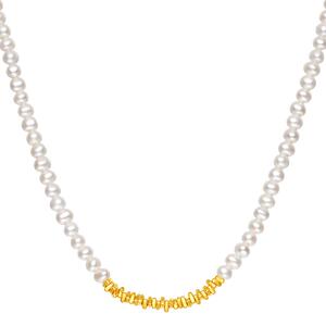 周六福5G黄金珍珠项链 倾柔黄金镶嵌珍珠时尚潮流送女友送礼盒