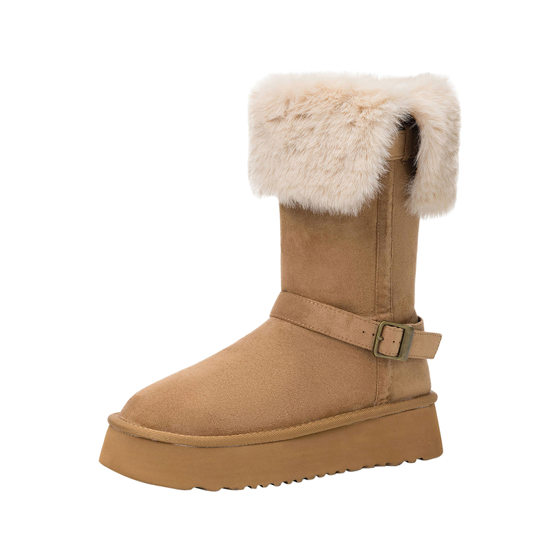 达芙妮加绒雪地靴女款2025新款冬季厚底东北棉靴加厚保暖长筒靴子