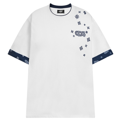 404MOB假两件老花刺绣凉感防晒t