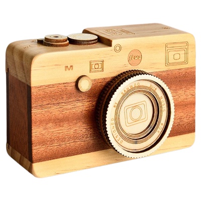 创意复古木质笔筒八音盒摆件礼物