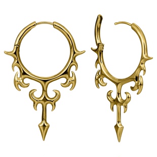 punkyouth地狱火焰刀锋耳环925银防过敏暗黑朋克风个性耳饰