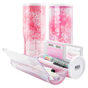 NBX抖音网红流沙文具盒小学生可爱铅笔盒女创意ins多功能大容量收纳日本笔盒少女心圆柱形笔袋原创设计高颜值