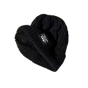 加绒针织帽子女冬天加厚保暖骑车防寒护耳帽韩版字母百搭毛线帽男