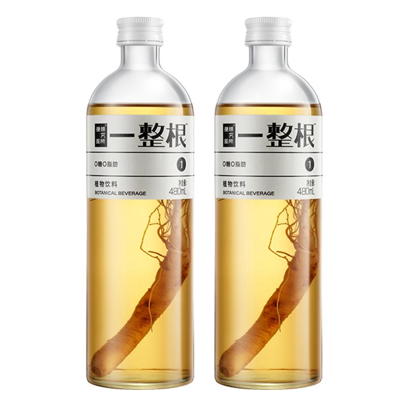 一整根人参水无糖植物饮料健康养生饮品熬夜水人参滋补480ml*6瓶