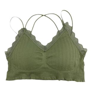 美背交叉吊带内衣女无钢圈文胸夏季薄款背心聚拢运动大码裹胸抹胸