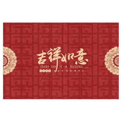轻奢中式红色地垫入户门家用