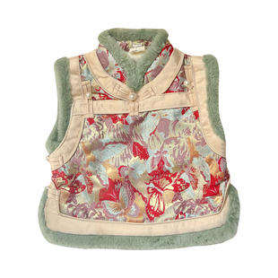 儿童旗袍裙马甲女童冬季两件套中式连衣裙宝宝汉服套装女孩拜年服