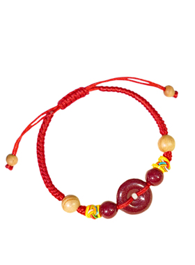 朱砂平安扣手绳儿童女平安扣红绳