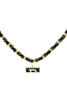 韩国东大门字母B方块皮革缠绕链条项链个性气质锁骨链网红颈链女