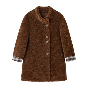 萌校长女童皮草外套2025秋冬新款儿童仿羊羔毛小女孩毛毛大衣中长