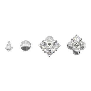 TOGGLER 冰花系列 精致设计感银镀金叠戴四件套耳钉耳骨钉礼物女