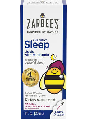 美国Zarbee's小蜜蜂儿童助睡眠安睡倒时差褪黑素滴剂30ml褪黑素水