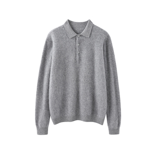 男士羊绒衫冬季新款100纯山羊绒POLO领长绒高端翻领商务拉绒毛衣