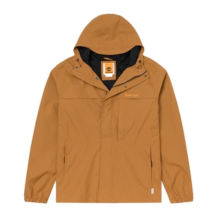 Timberland添柏岚小麦色冲锋衣男户外防风外套连帽运动服单冲夹克
