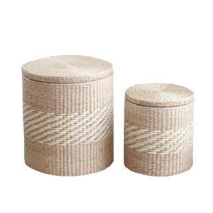 蒲草新款草编换鞋凳储物凳子可坐人有盖整理收纳箱沙发凳搁脚凳大