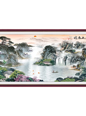 自粘7个新款富春山居图墙布贴画