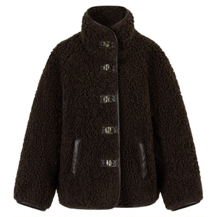 MHV ARCHIVE 复古盘扣拼接 女士宽松羊羔绒外套