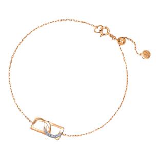 周生生PROMESSA字母18K红白分色黄金钻石手链礼物93348B