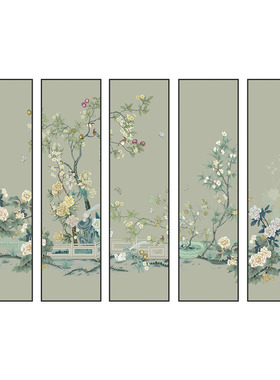 新中式客厅五联装饰画花鸟挂画