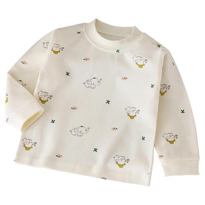 婴幼儿纯棉秋衣睡衣男童女童家居服打底衣宝宝无骨长袖上衣