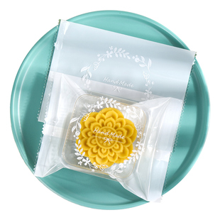 月饼包装袋绿豆糕机封袋子蛋黄酥鲜花桃花酥清新50g80克100透明托