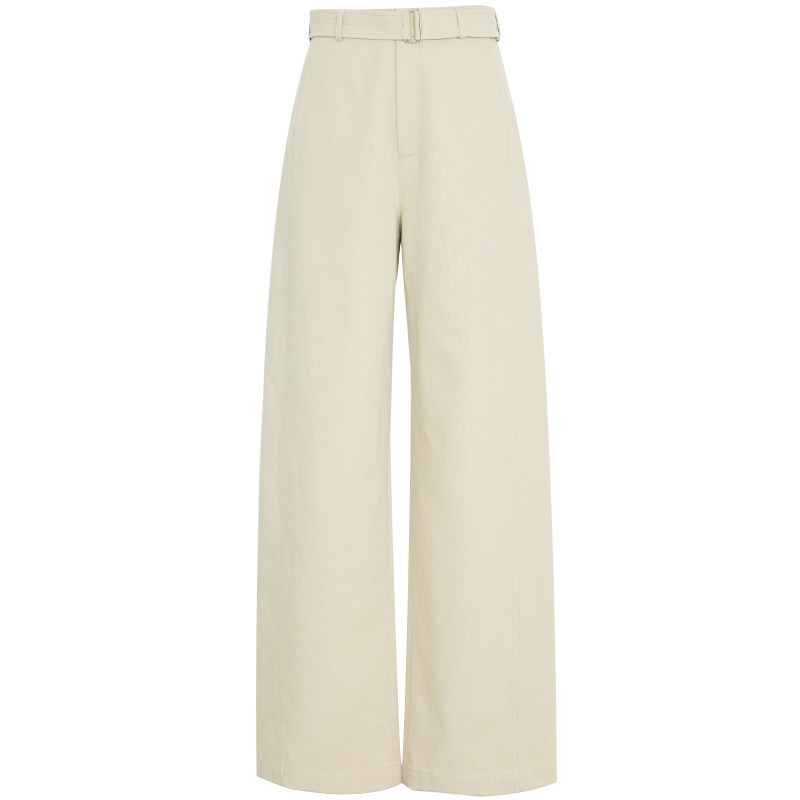 夏莫卡天丝棉卡其色休闲裤女春新款极简通勤风高腰显瘦直筒裤7008