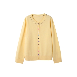 时然大码元气针织开衫毛衣微胖女装新品春季纽扣小衫显瘦上衣宽松