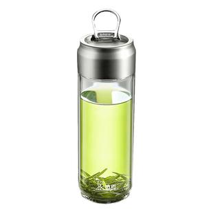 希诺单层玻璃杯家用大容量杯子提环水杯官方正品男女带盖泡茶杯