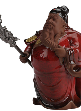 紫砂关羽家居客厅精品茶台摆件