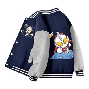 男童装秋春新款加绒加厚夹克中小童卡通帅气保暖一体绒外套棒球服