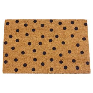 印度进口天然环保椰棕门垫北欧简约黑色波尔卡点耐脏耐磨除尘地垫