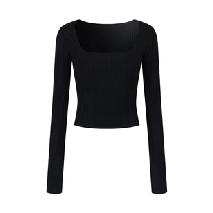 创世纪元【方领织趣】长袖上衣女拼接方领内搭针织打底衫2025新款