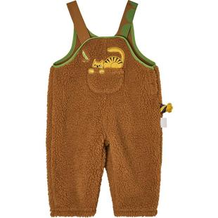 woobaby儿童摇粒绒背带裤冬装小童男童女童宝宝秋冬裤子童装外出